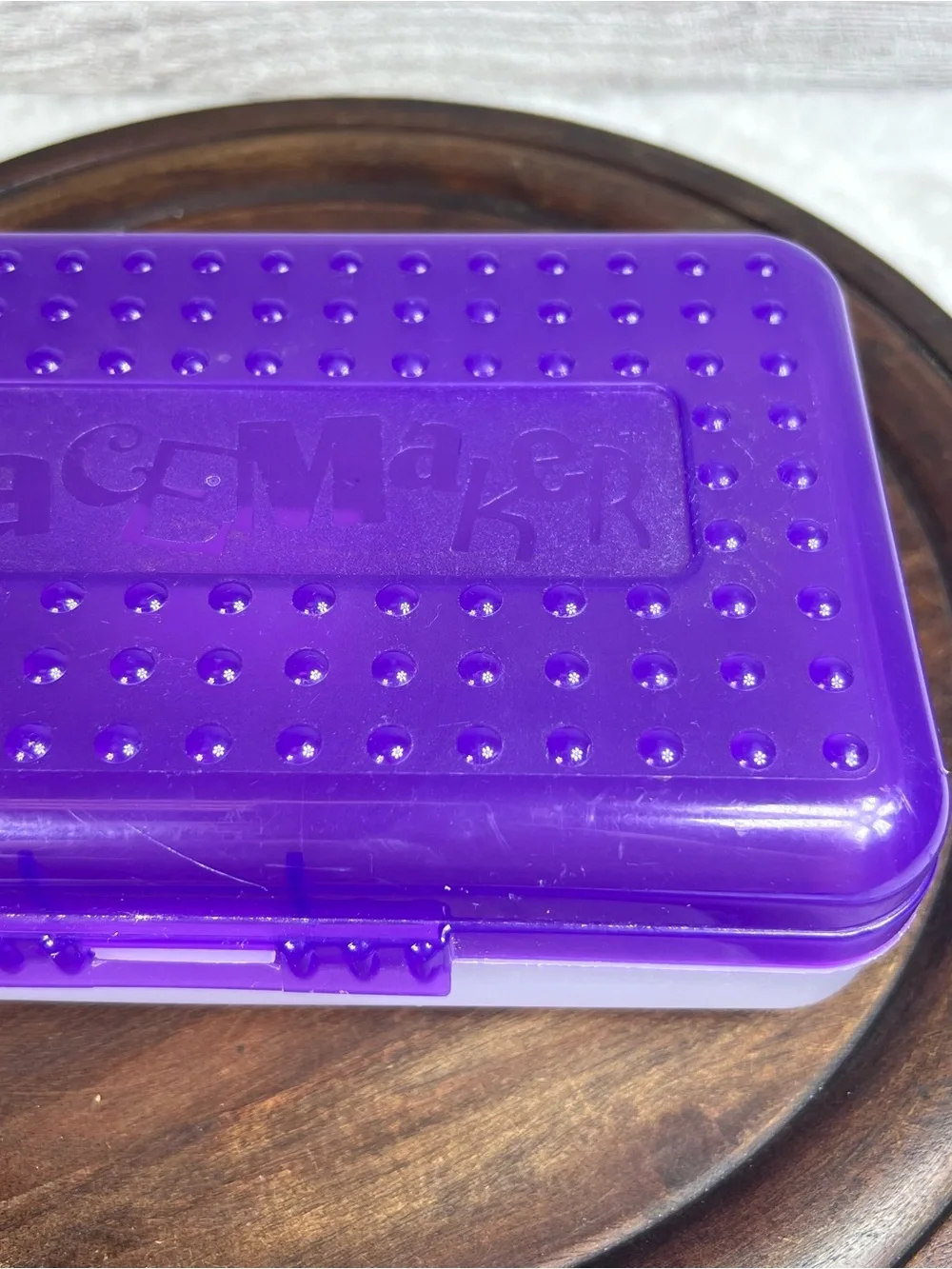 Vintage Spacemaker Pencil Box w Hatch Latching Lid Newell Office Products Purple
